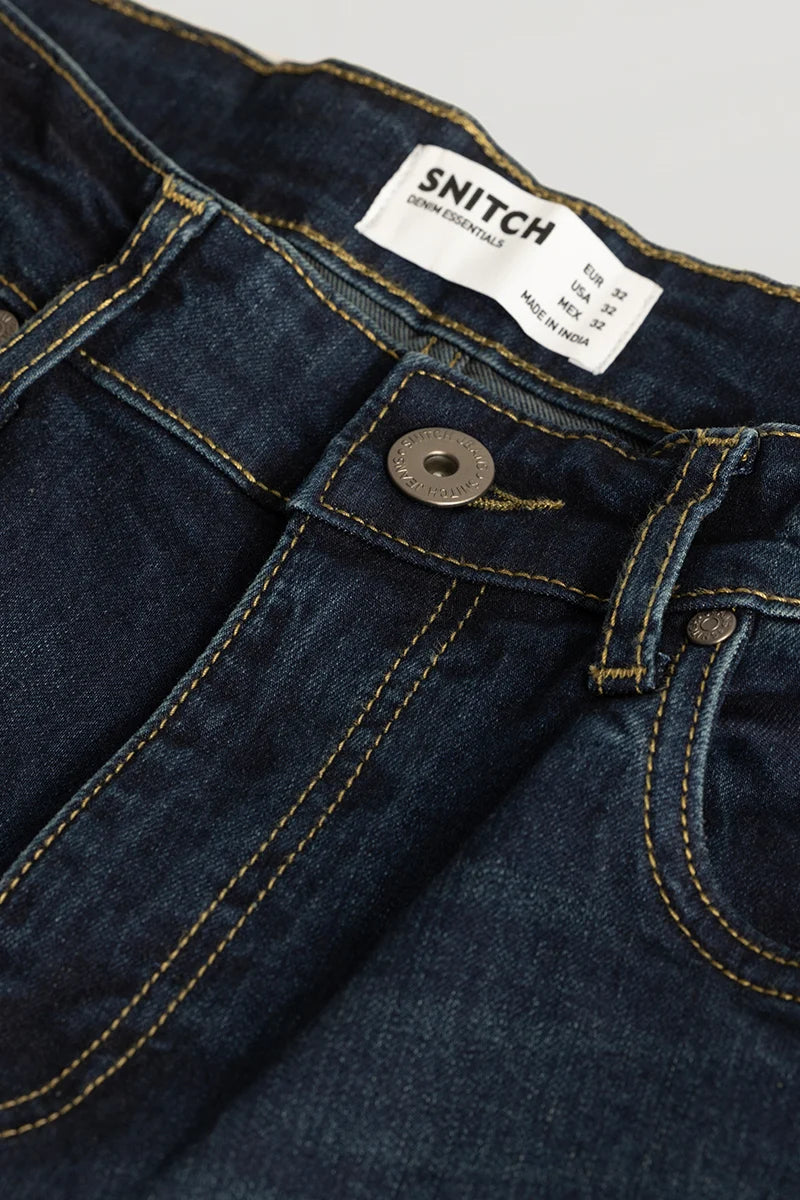 Brigitte Navy Plain Straight Fit Jeans