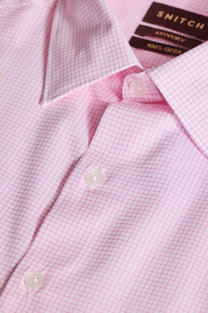 Light Pink Checks Giza Cotton Shirt