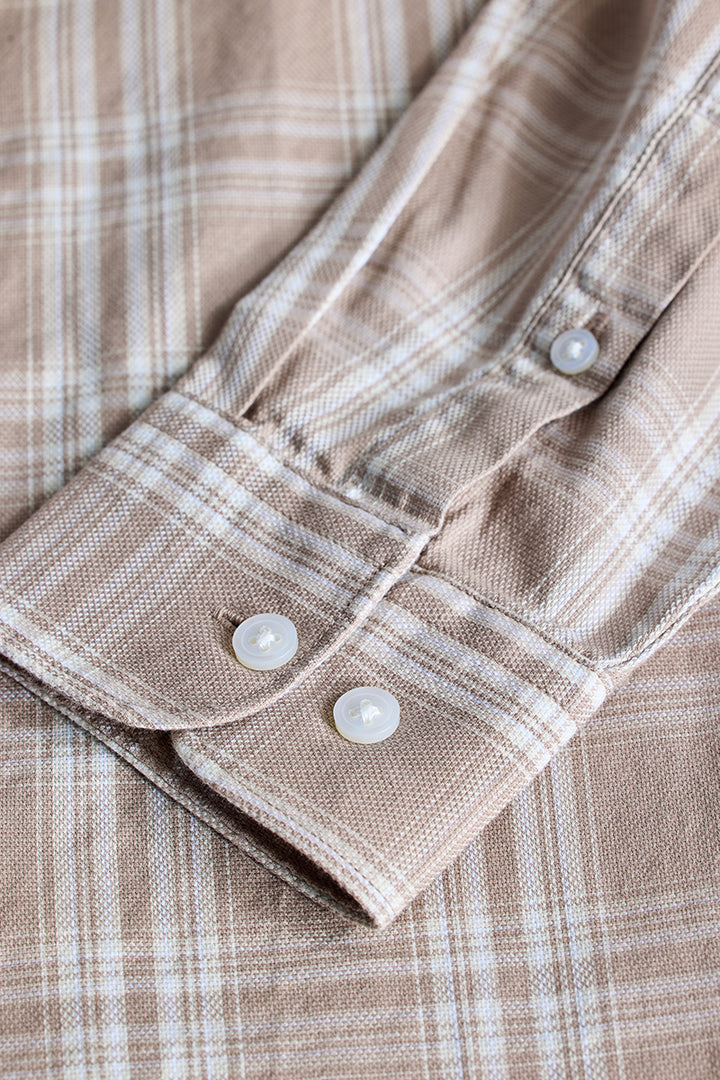 Beige Checks Slim Fit Shirt