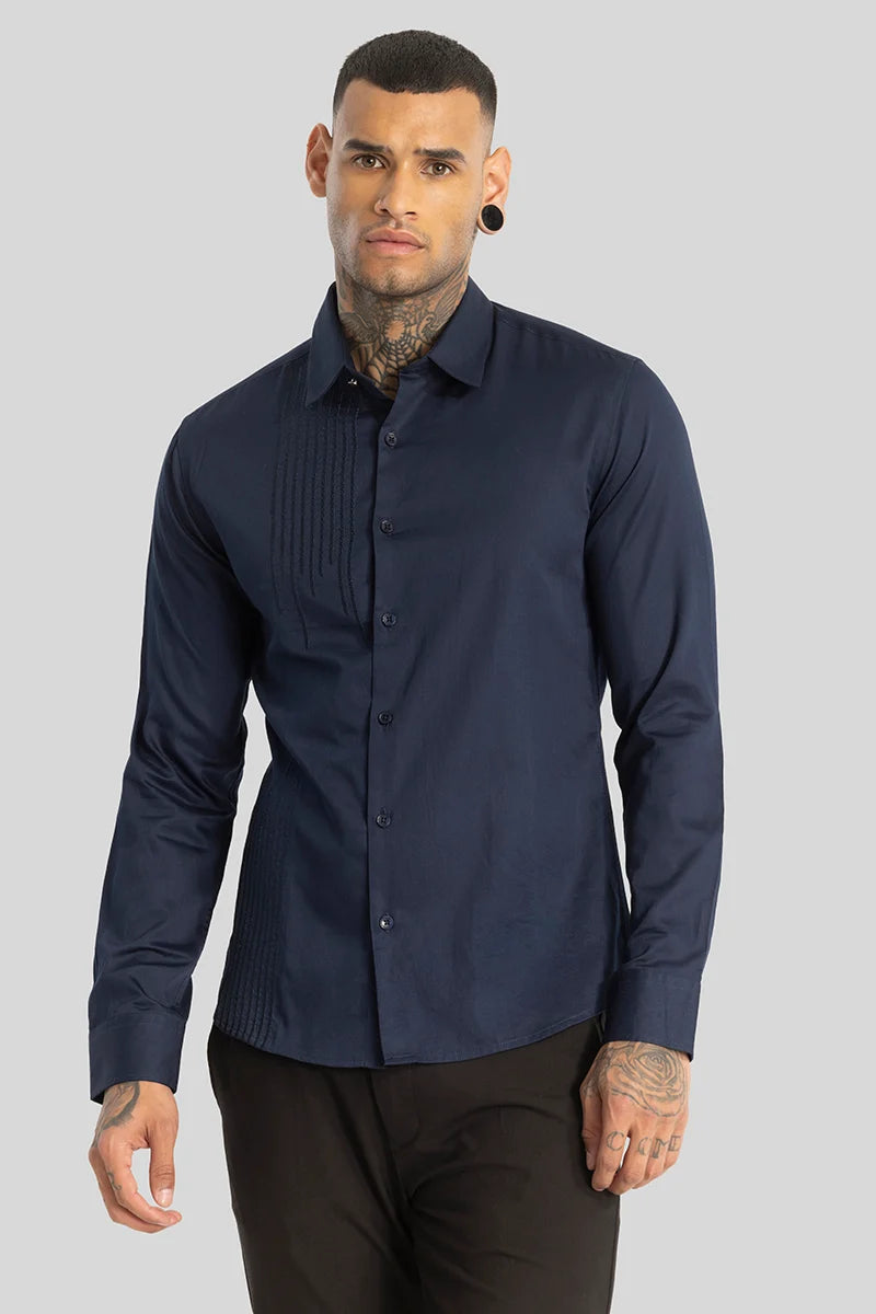 Navy Embroidered Shirt