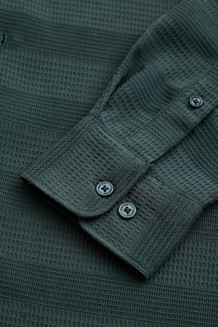 Green Textured Slim Fit Shirt