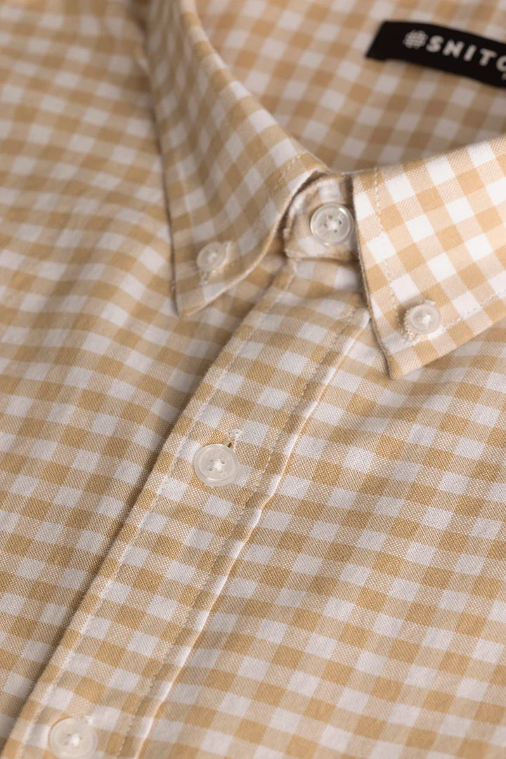 Beige Oxford Checks Plus Size Shirt