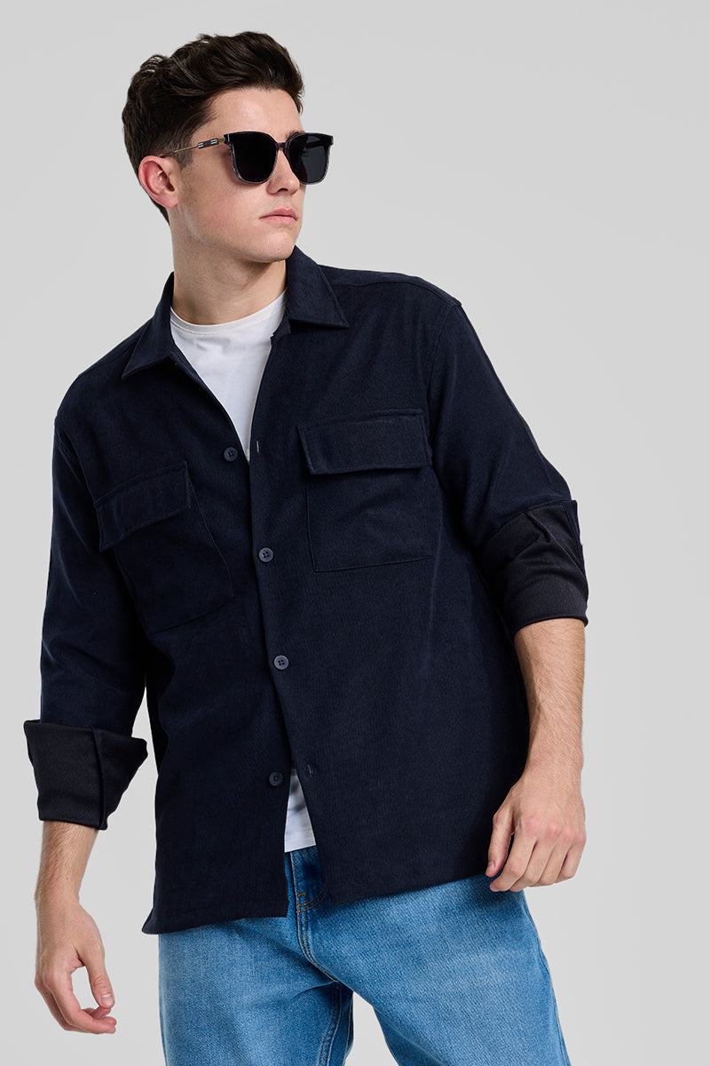 Navy Double Pocket Overshirt