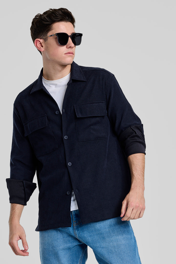 Navy Double Pocket Overshirt