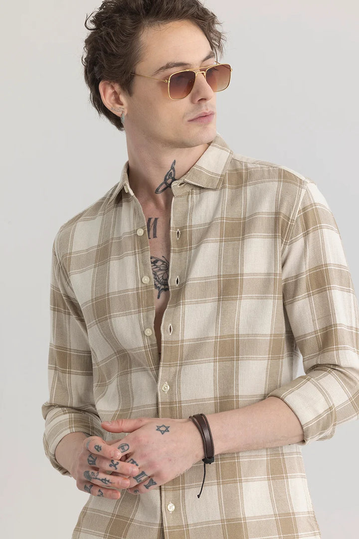 Plaiderie Beige Check Shirt