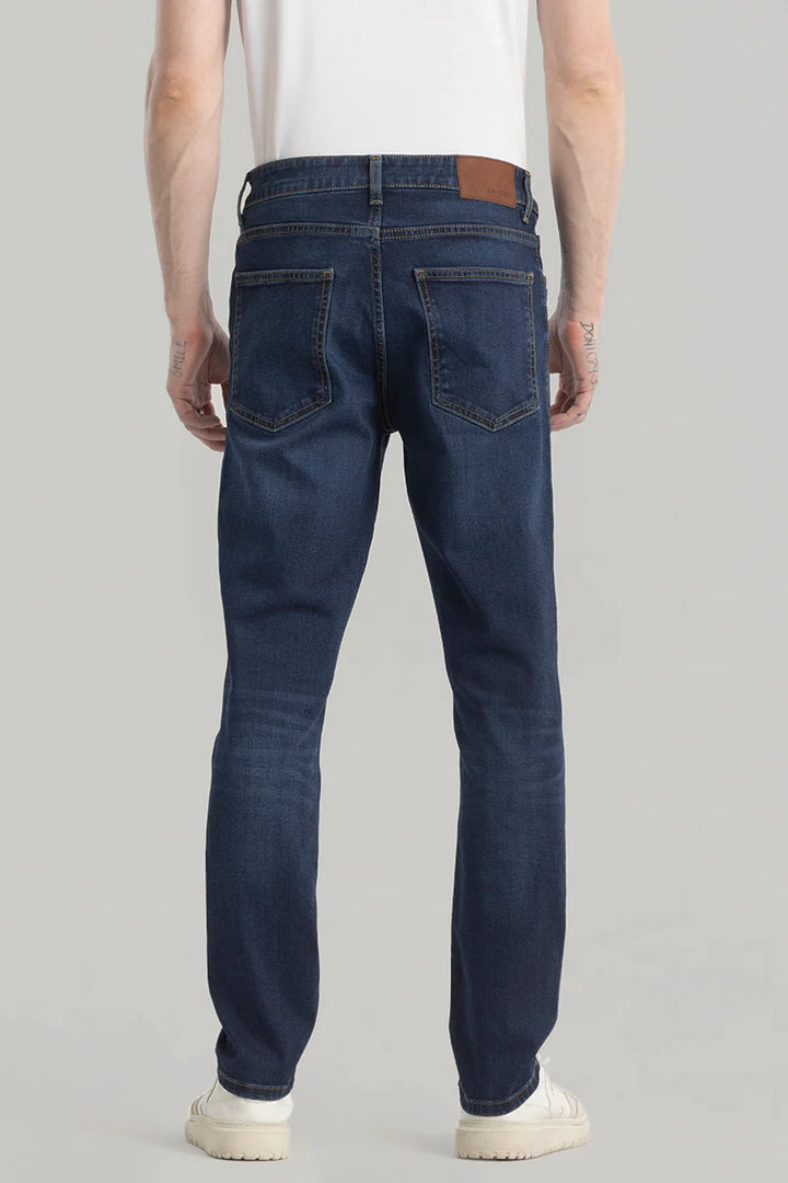 Denimique Navy Blue Distressed Slim Fit Jeans