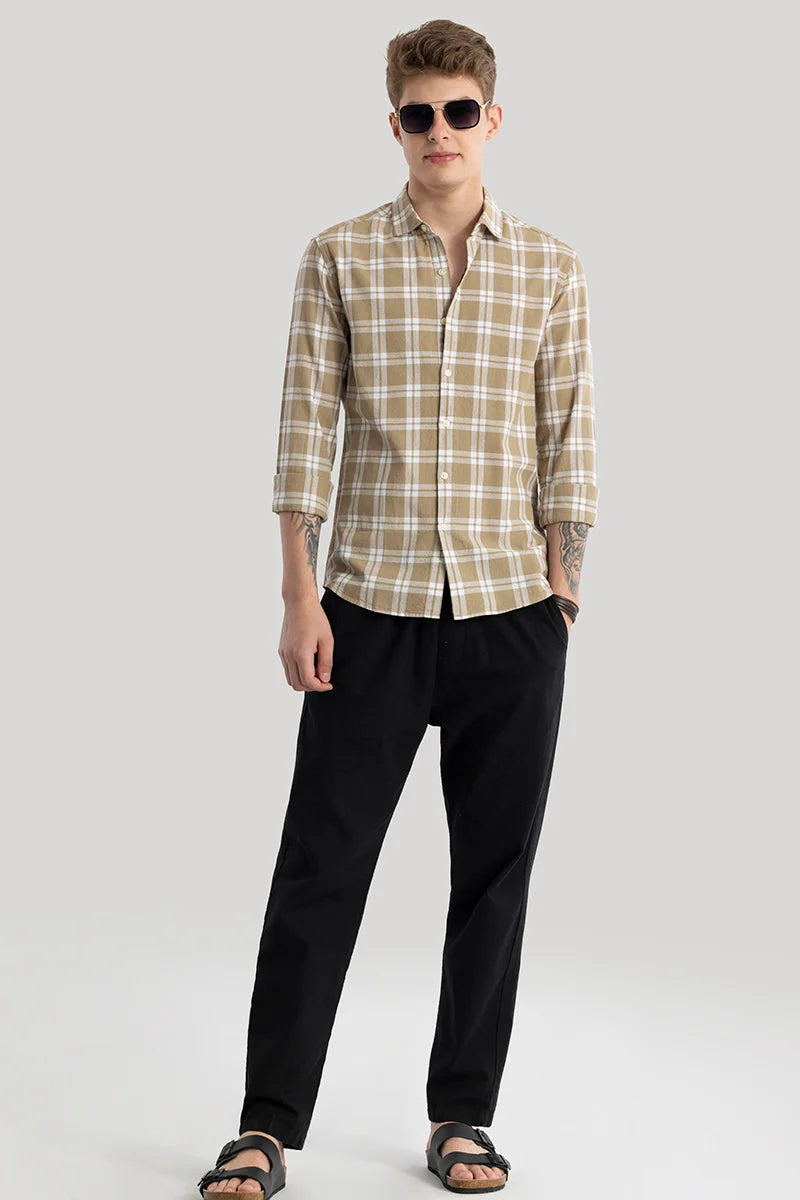 Freydis Light Brown Checks Shirts