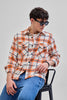 Orange Flannel Checks Double Pocket Overshirt