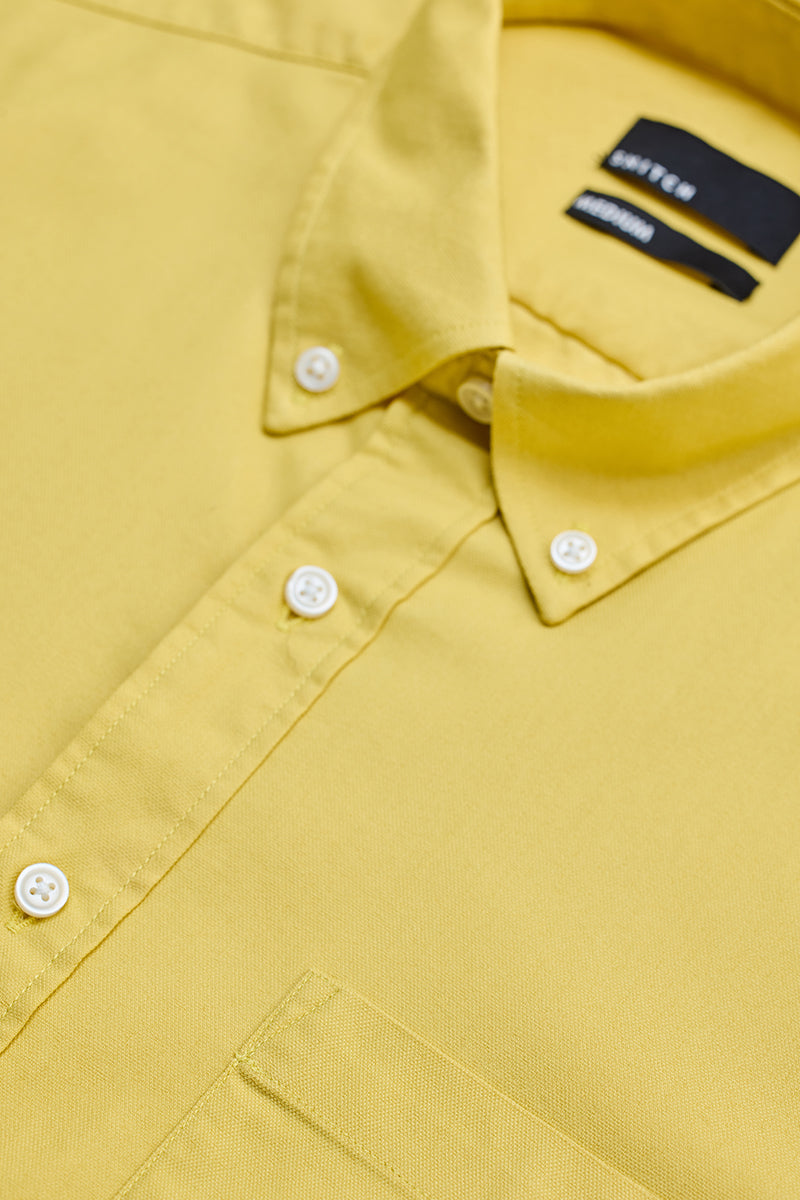 Yellow Solid Button Down Shirt