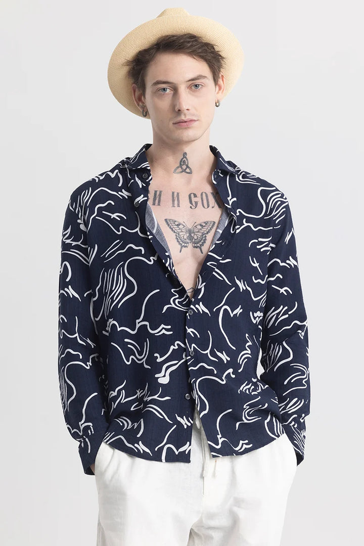 Geoshard Abstract Navy Shirt