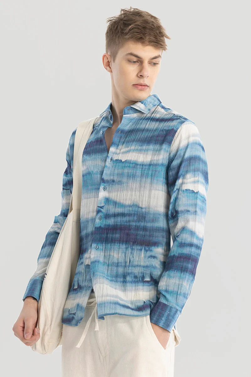 Blue Textured Abstract Shirt