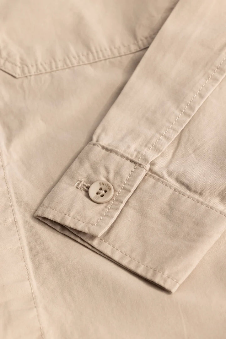 Double Pocket Beige Overshirt