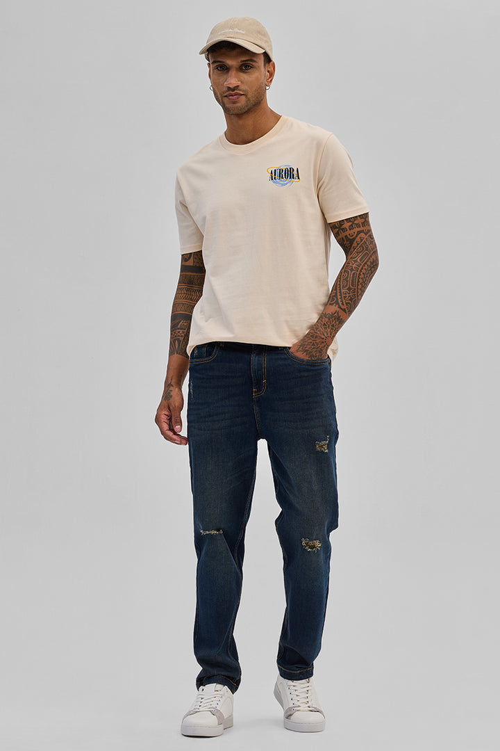 Navy Distressed Slim Fit Jeans