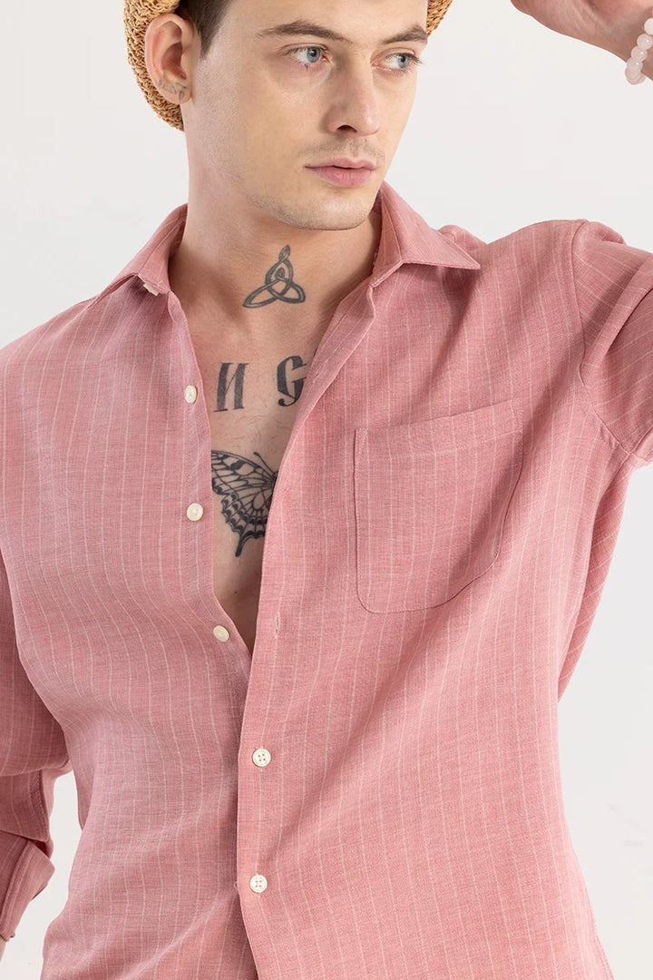 Linen Line Peach Stripe Shirt