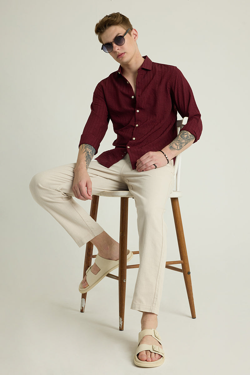 Maroon Self Stripe Shirt