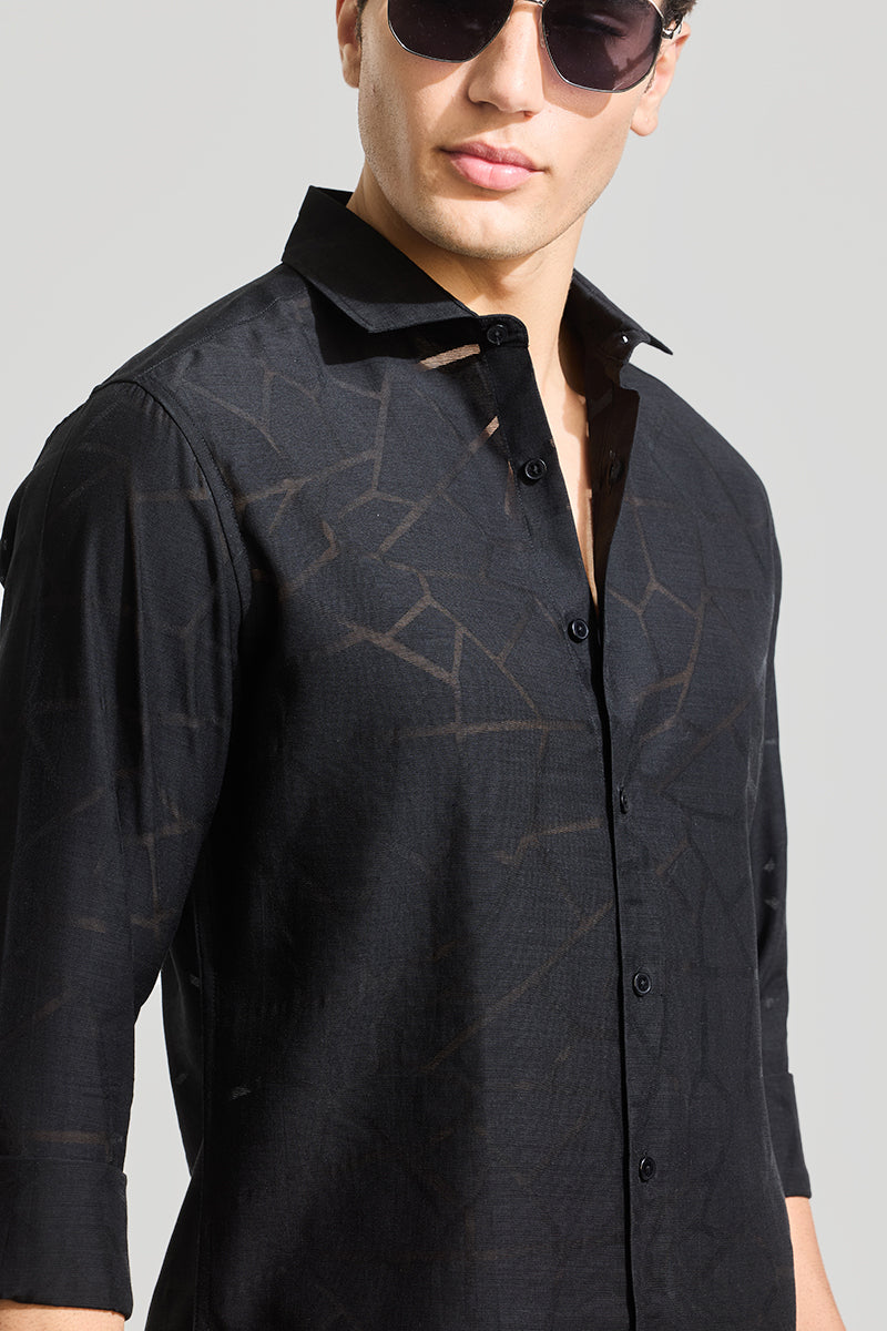 Black Self-Design Shirt