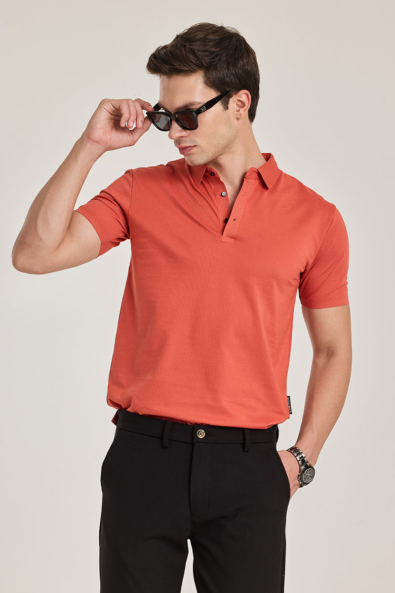 Coral Stitchless Polo T-Shirt