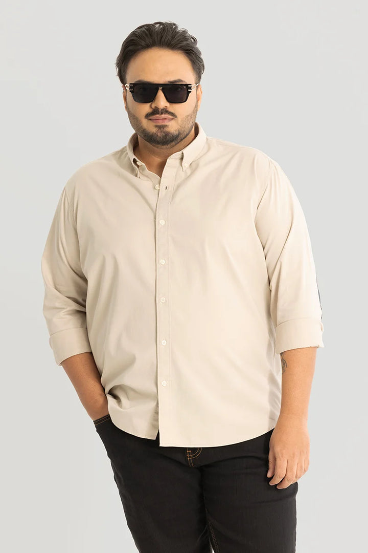 Silvano Patch Beige Plus Size Shirt