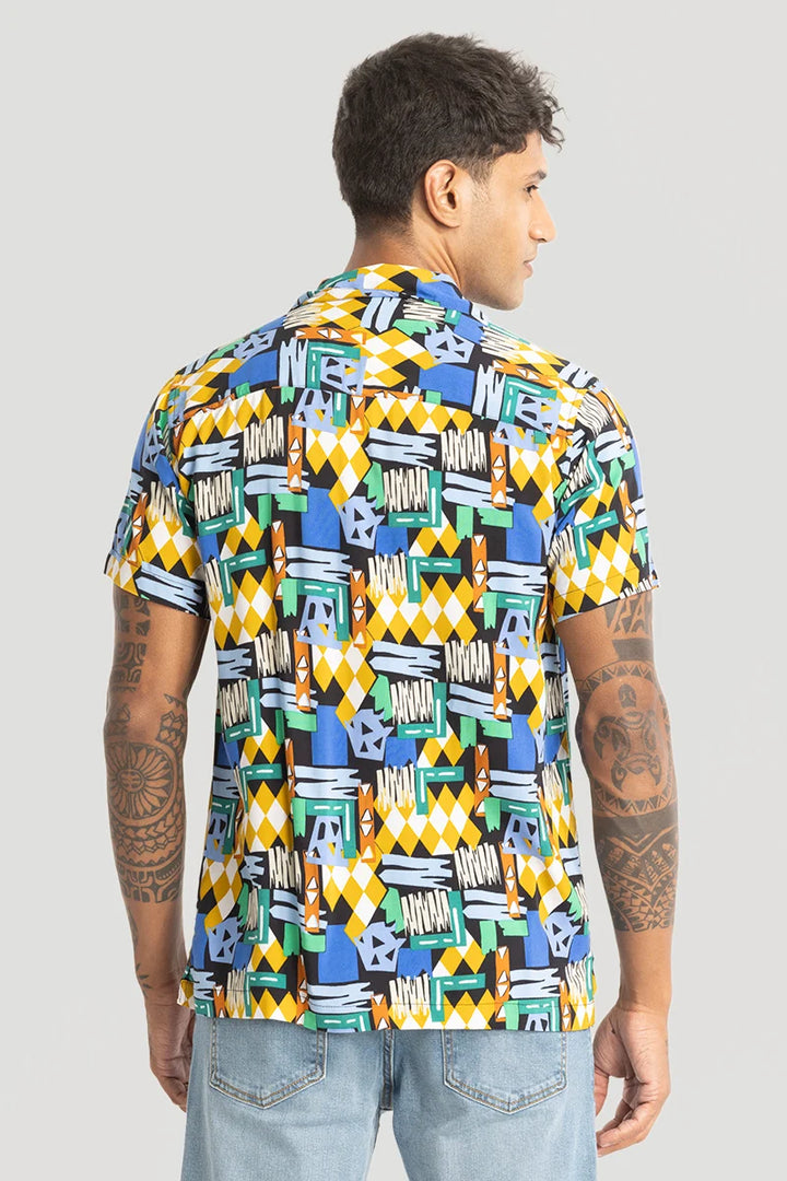 Yellow Abstract Cuban Shirt