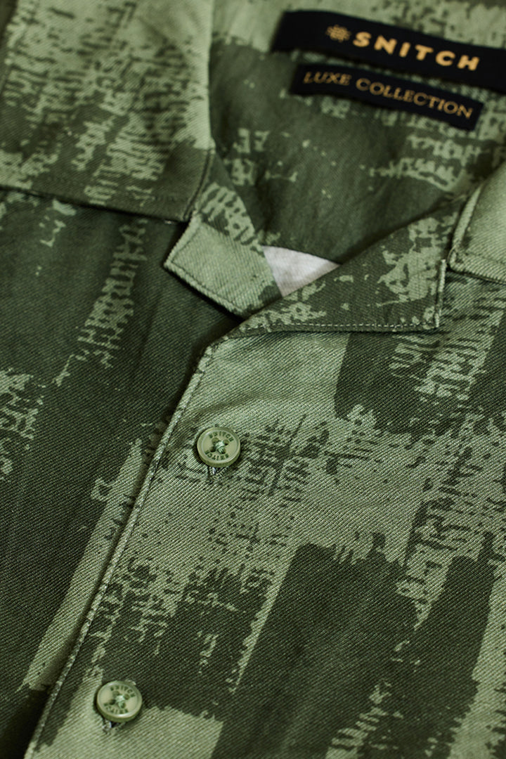 Light Green Cuban Abstract Shirt