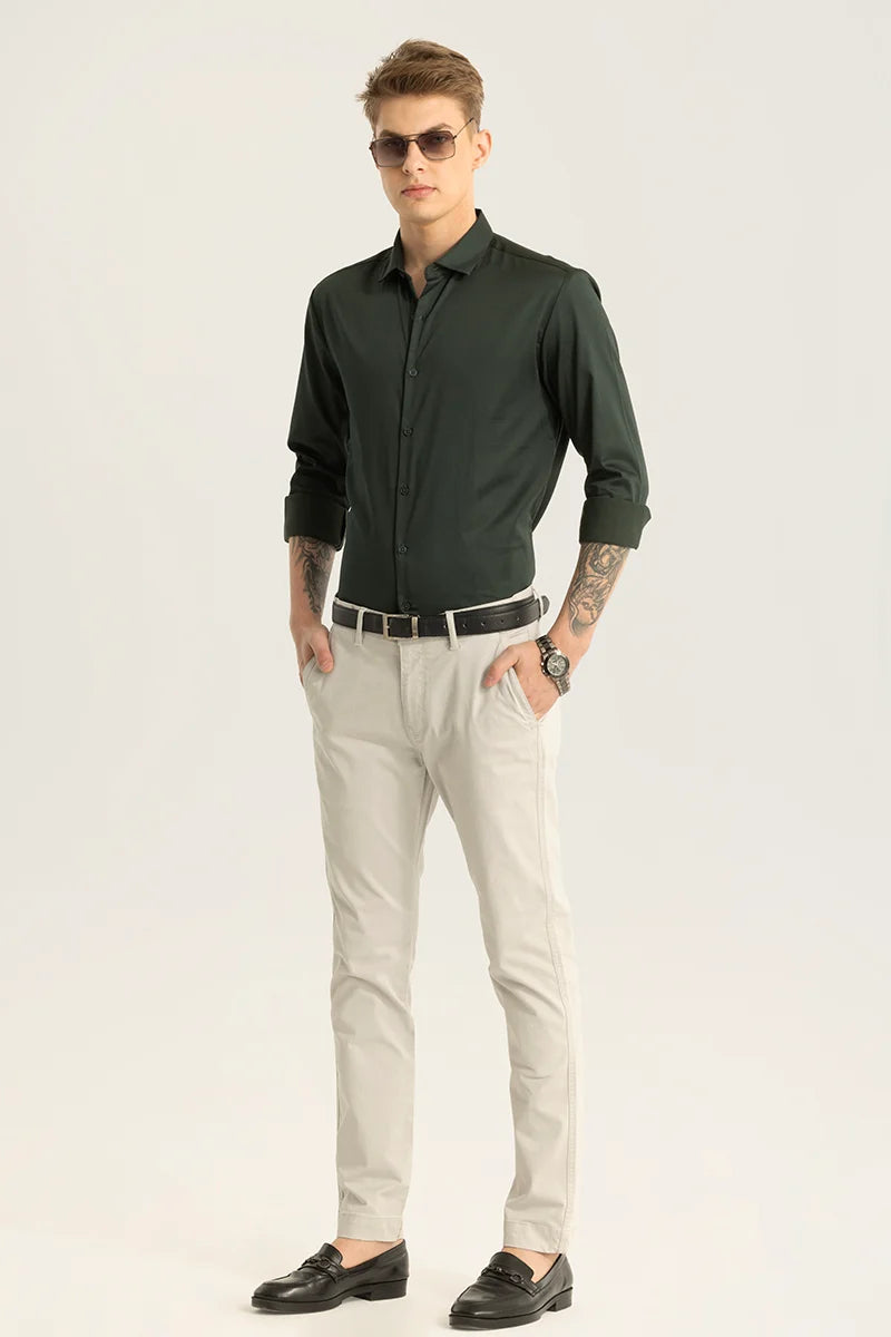 Etnni Dark Green Plain Stitchless Shirt