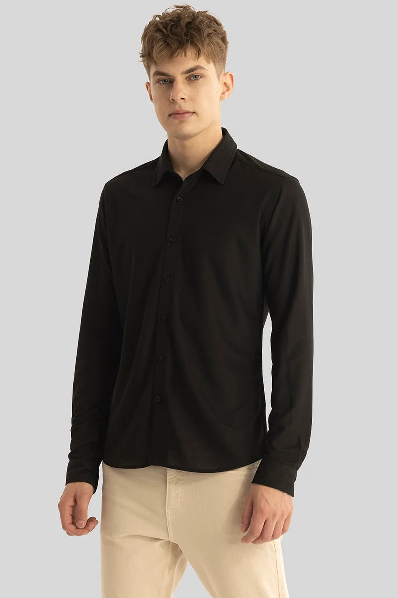 Carmine Black Knitted Shirt