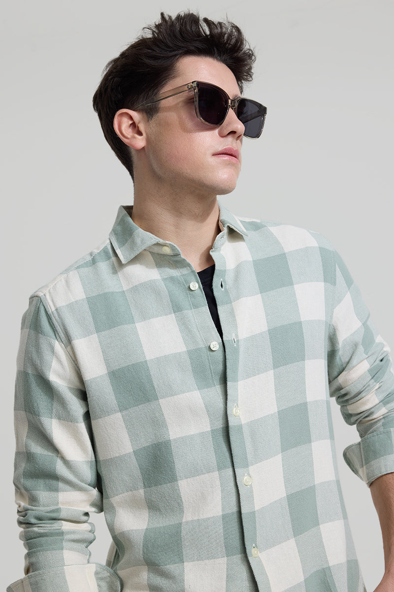 Sage Slim Fit Checks Shirt