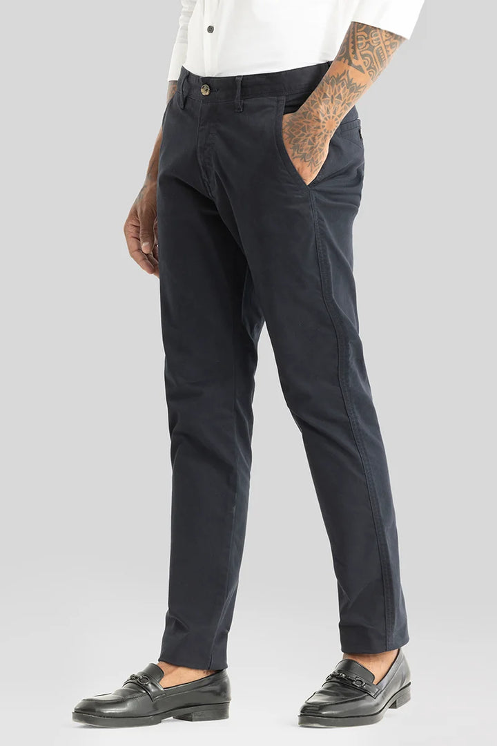 Astral Navy Plain Slim Fit Chinos