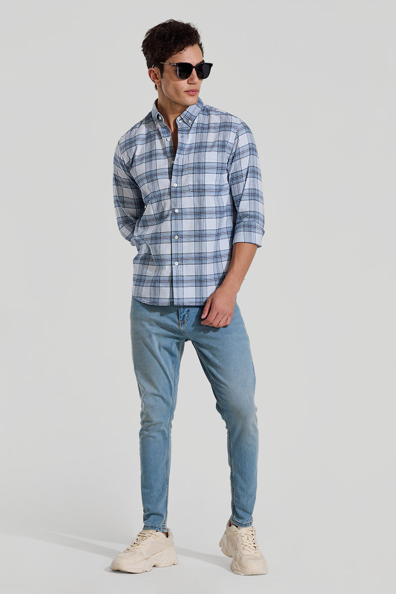 Light Blue Checks Slim Fit Shirt