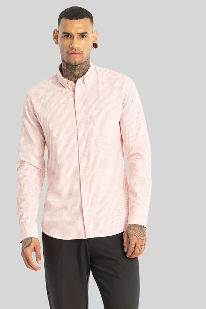 Peach Oxford Checks shirt