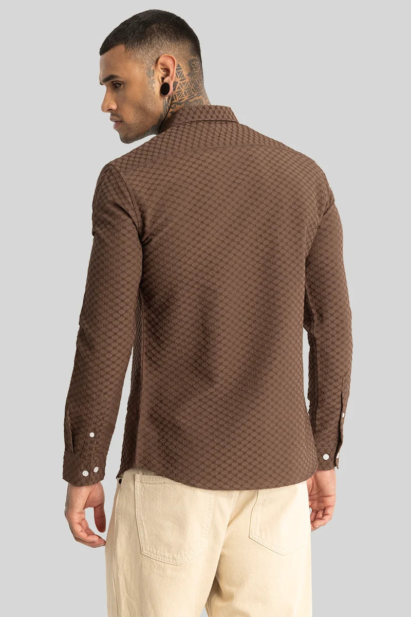 Light Brown Textured Stretch Shirt