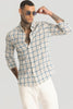 Light Blue Linen Blend Checks Shirt