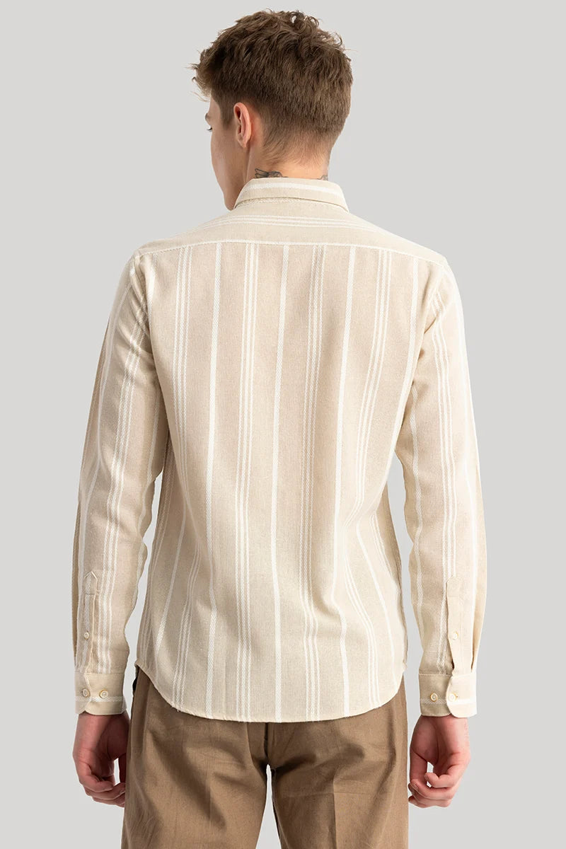 Yves Beige Stripes Linen Shirt