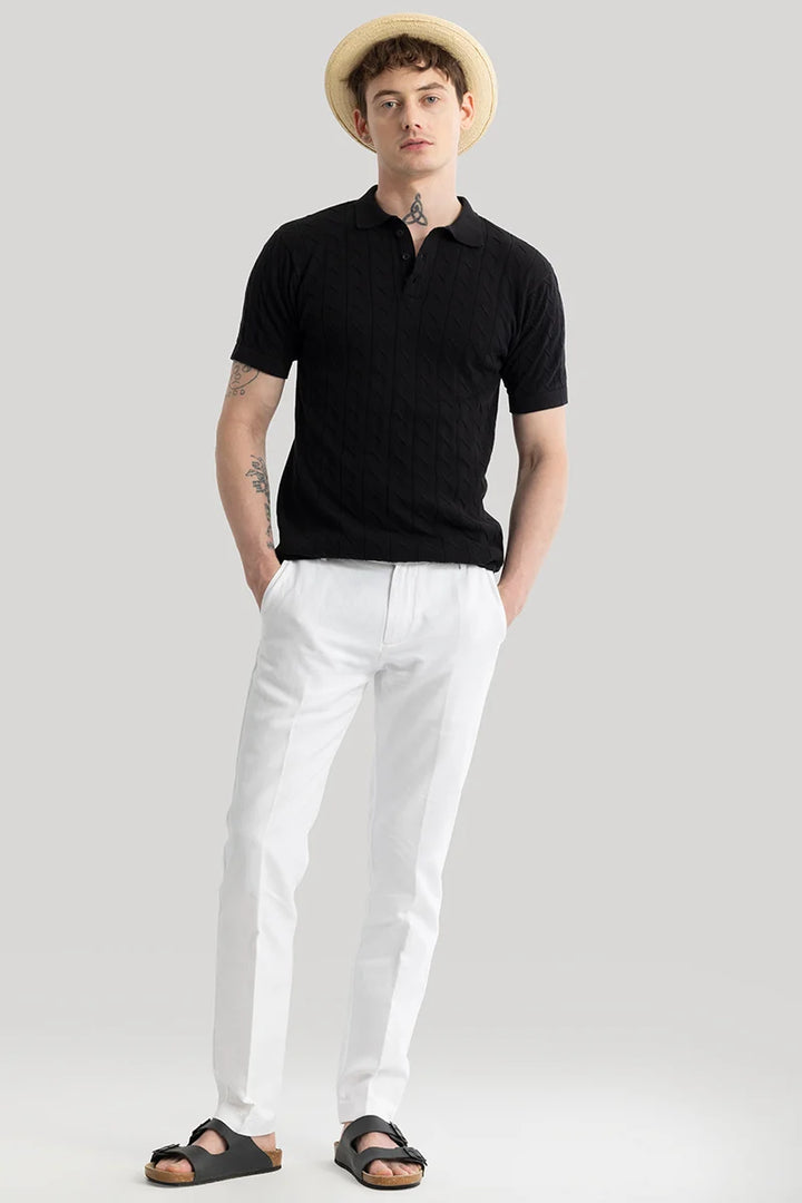 Fresco Black Knitted Polo T-Shirt