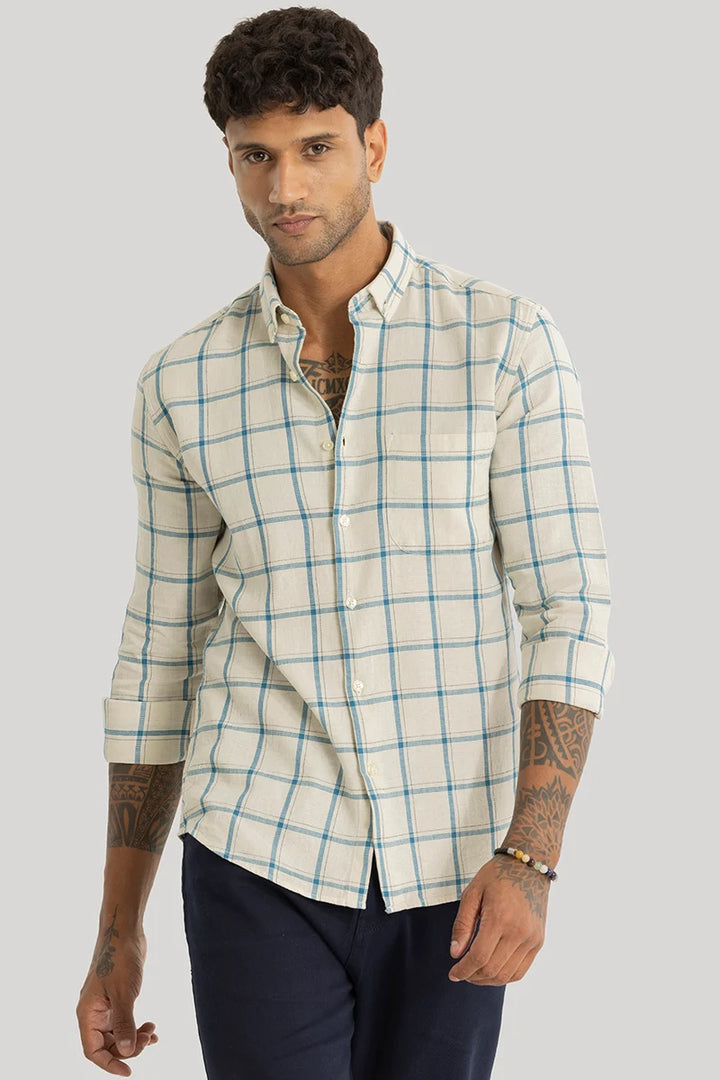 Scope Blue Checks Linen Shirt