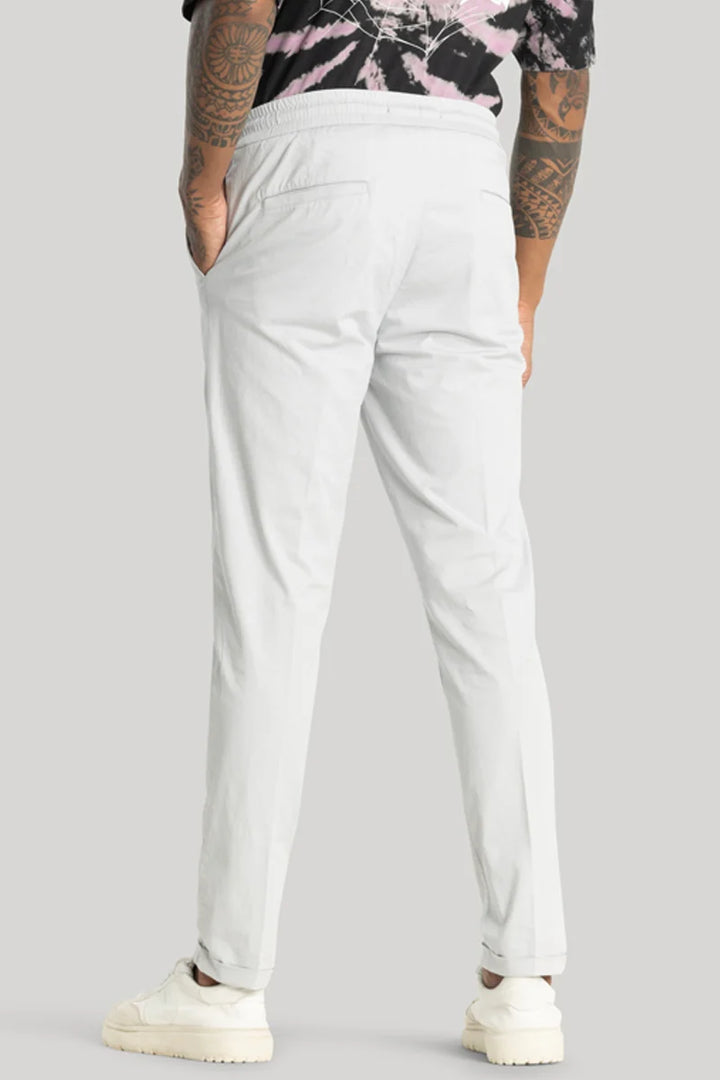 Angelo Light Grey Plain Slim Fit Chinos