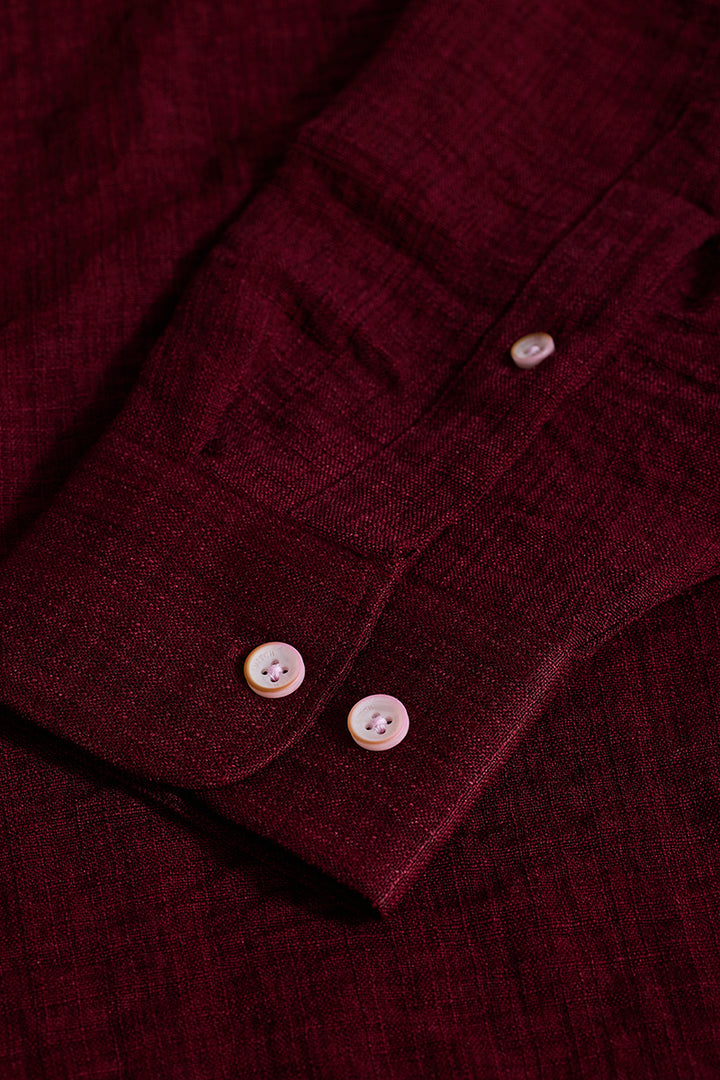 Maroon Textured Slim Fit Shirt