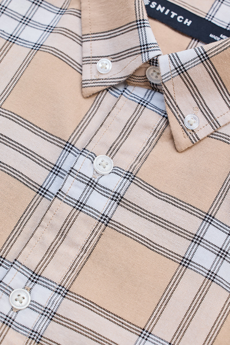 Beige Checks Slim Fit Shirt