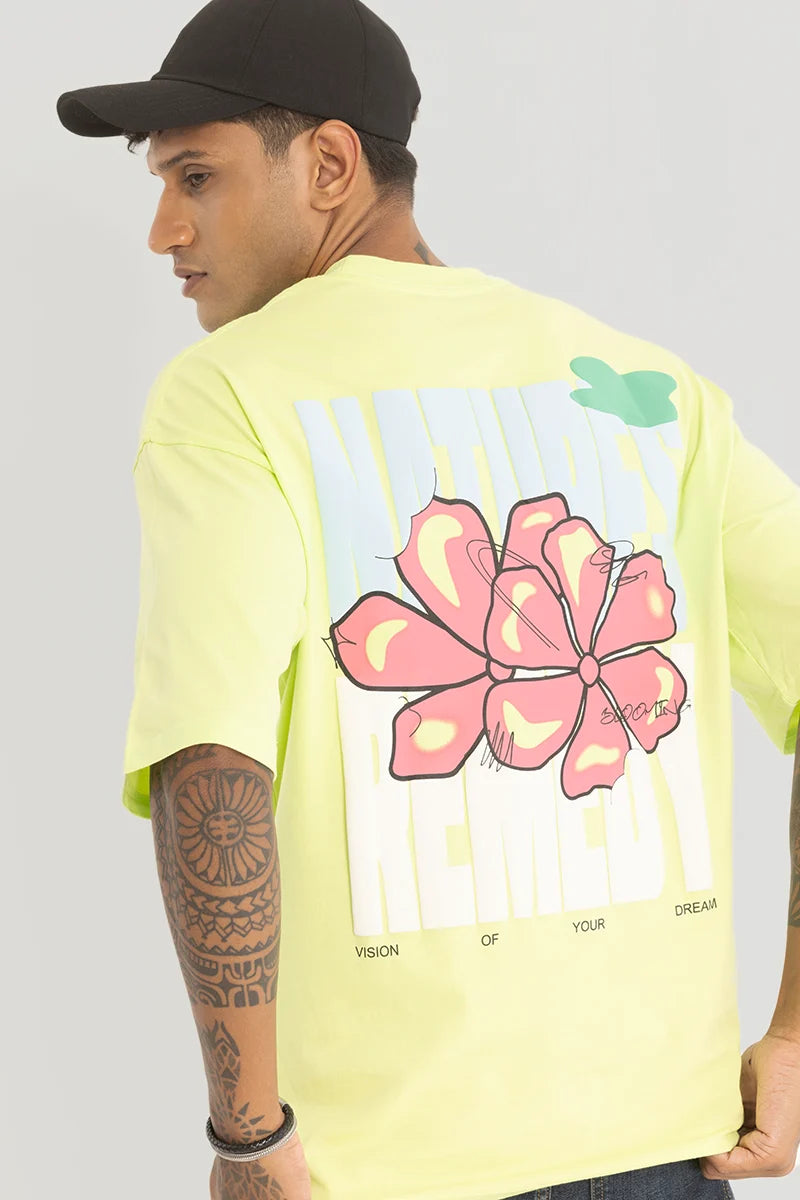 Natures Remedy Lime Yellow Oversized T-Shirt