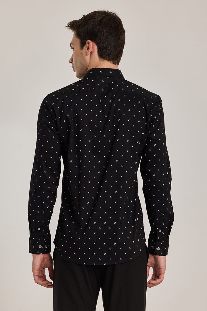 Black Printed Slim Fit Shirt