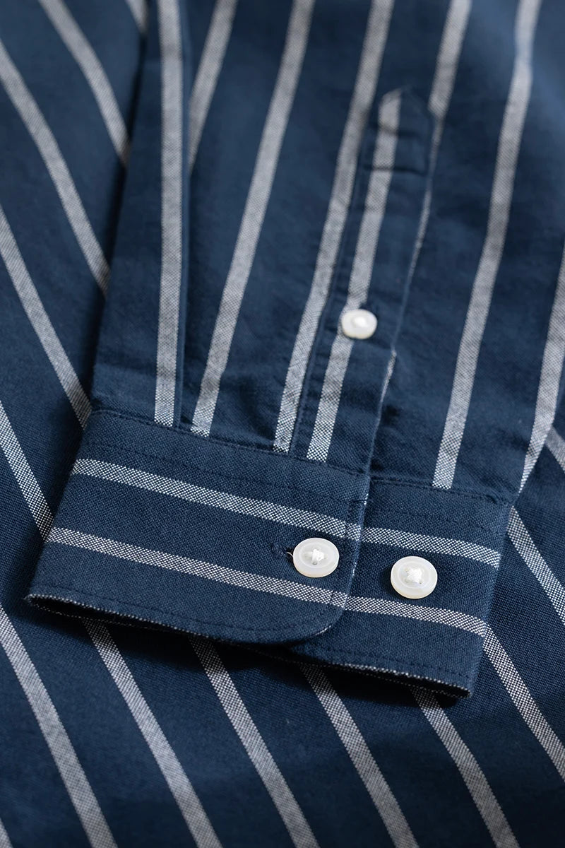 Buy Men's Bodil Navy Striped Shirt Online | Snitch – SNITCH