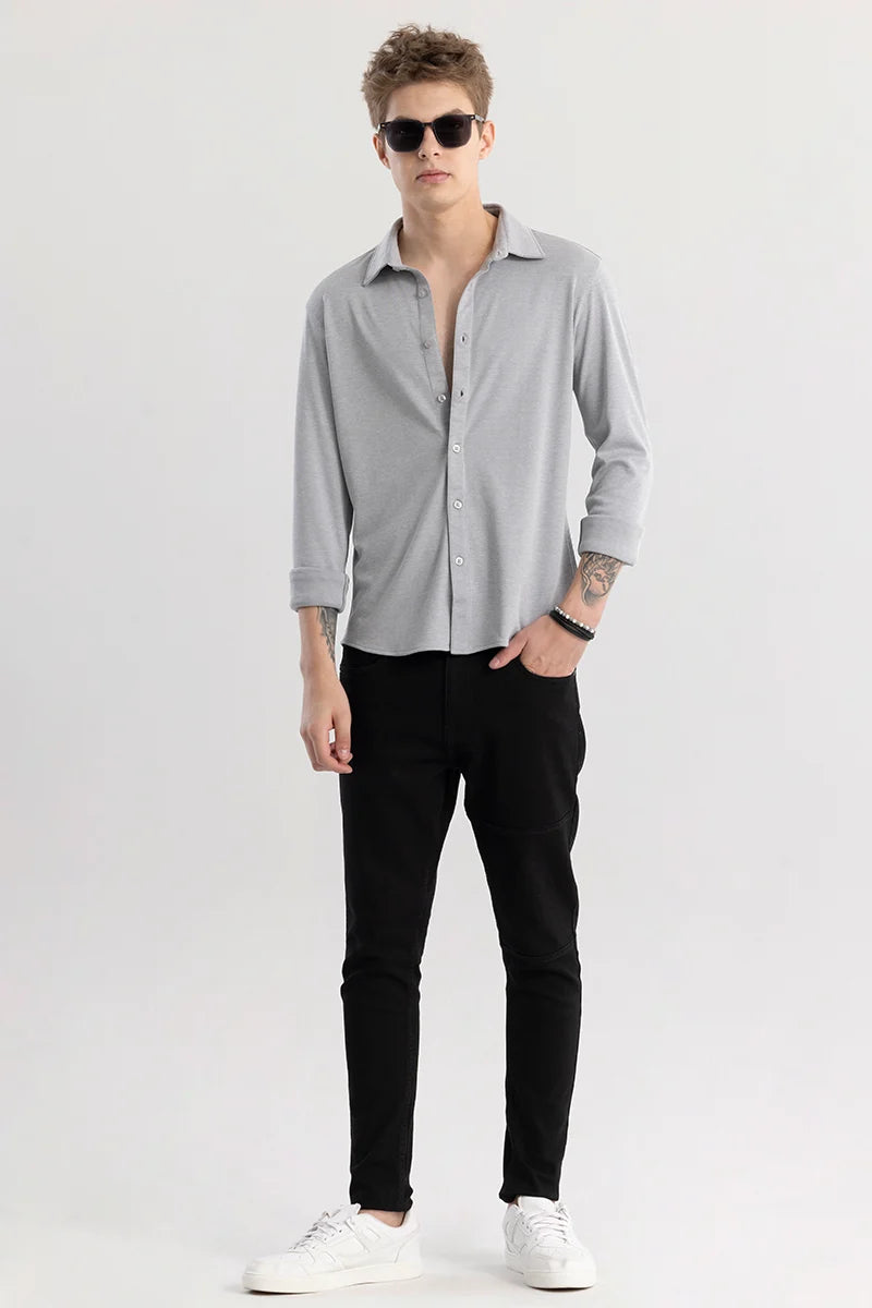 CollarEase Light Grey Plain Shirt