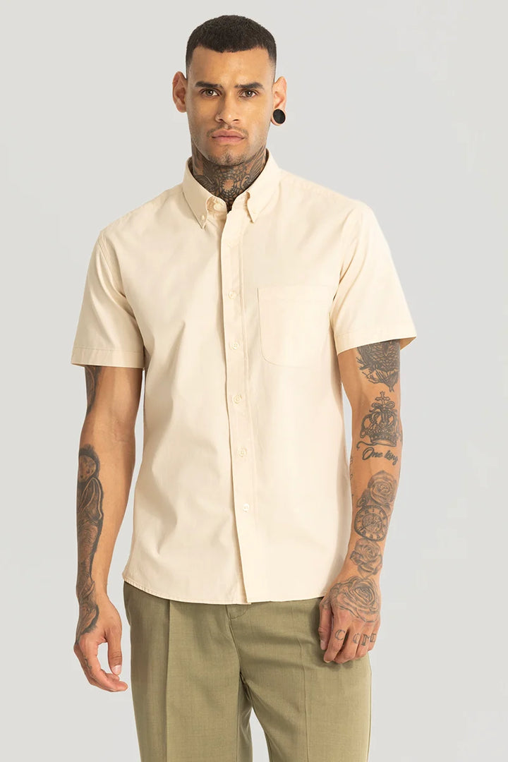 Cream Oxford Solid Shirt