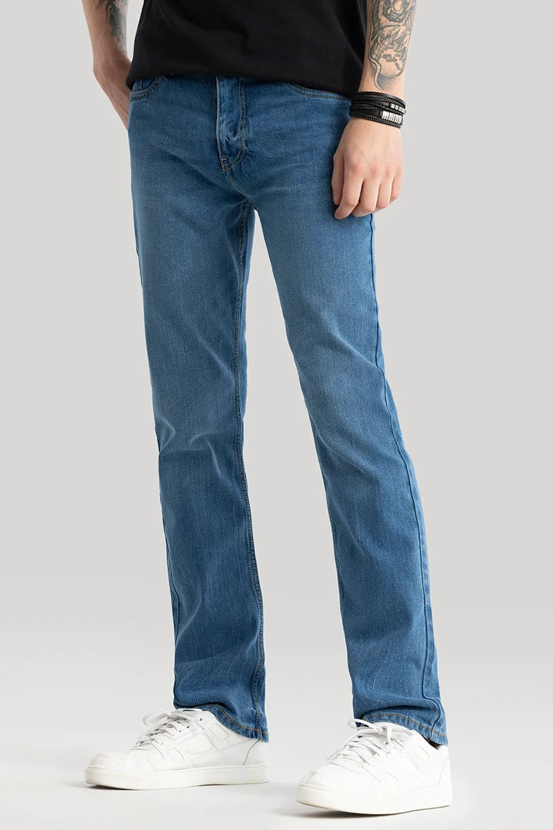 Olivier Blue Plain Straight Fit Jeans