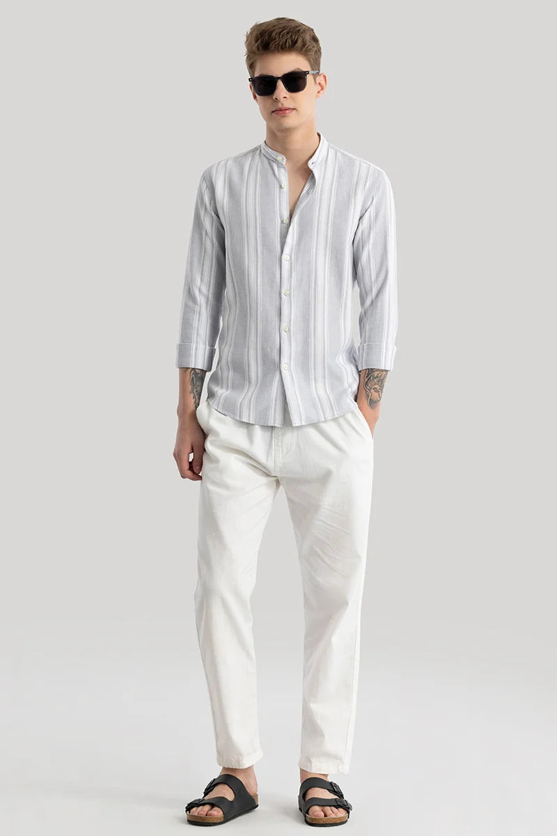 Elise Light Grey Stripes Shirt