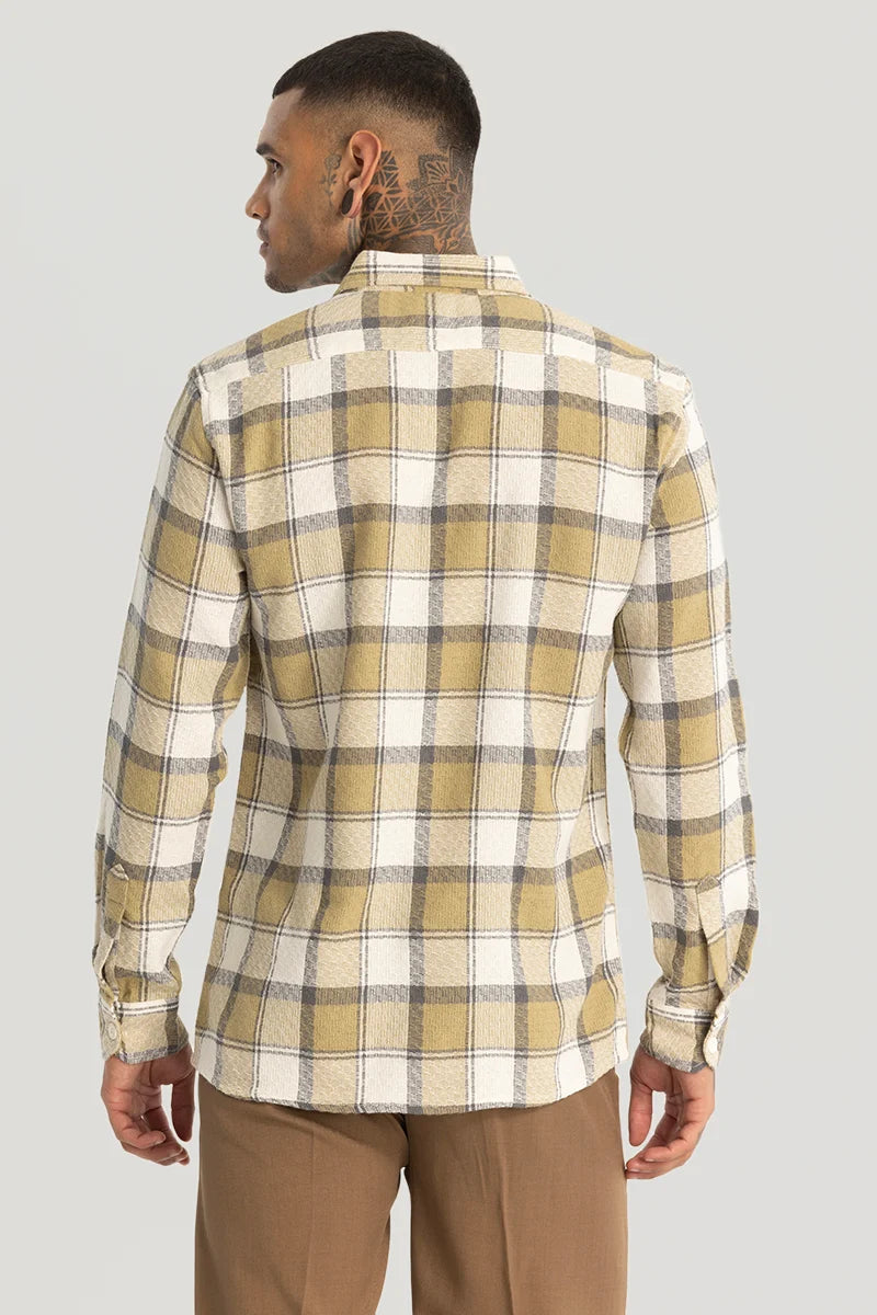 Beige Textured Checks shirt