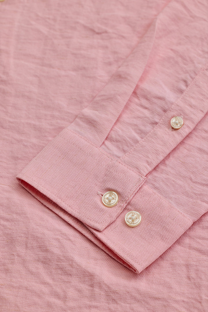 Light Pink Mandarin Linen Blend Shirt