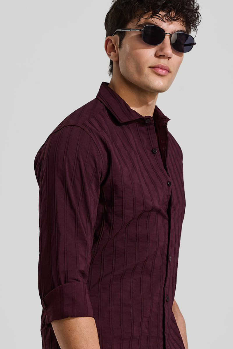 Burgundy Self Striped Shirt