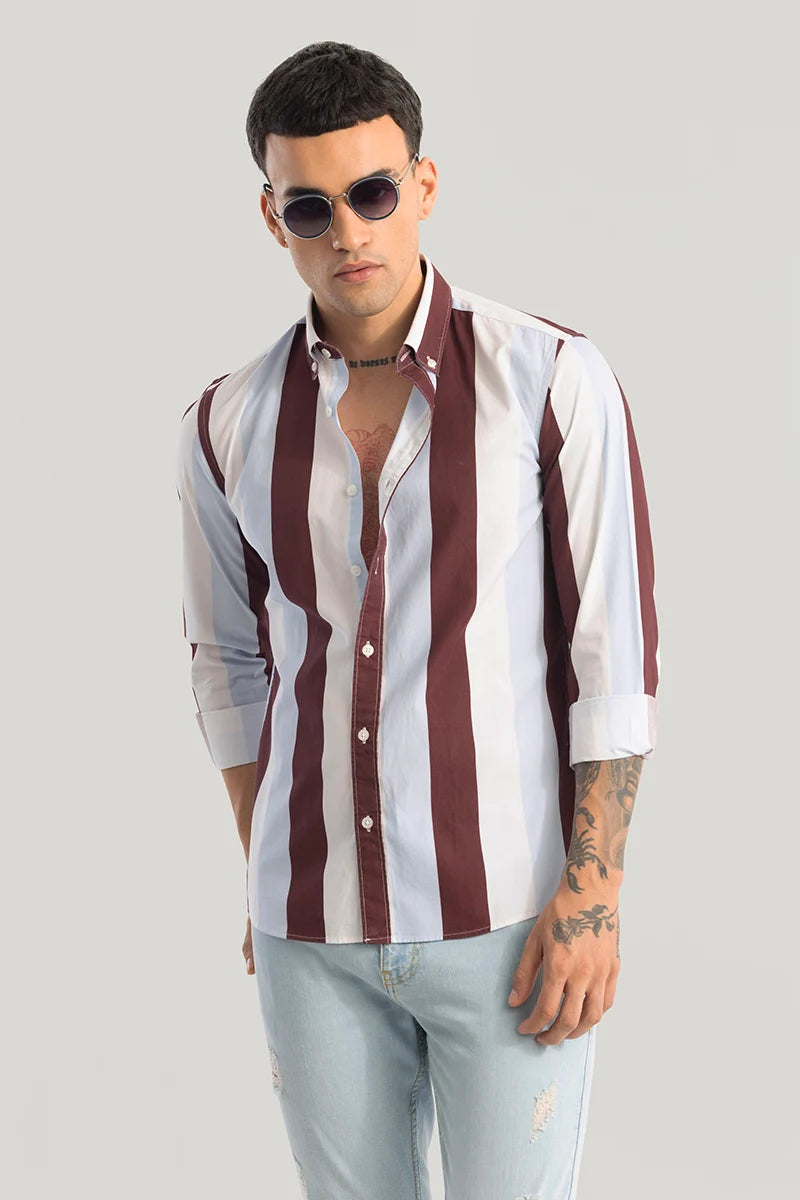 Clemence Maroon Stripes Shirts