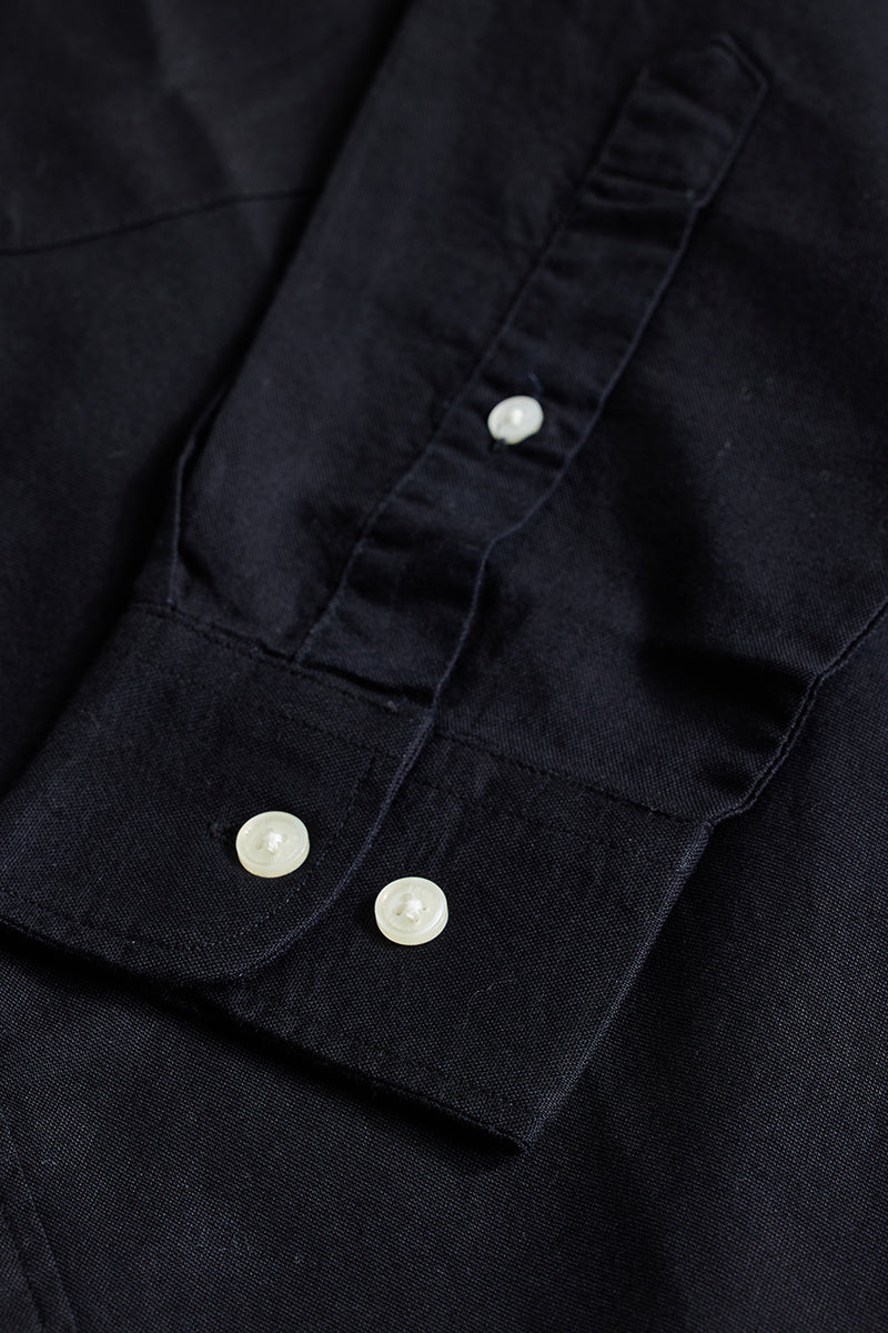 Black Solid Oxford Shirt